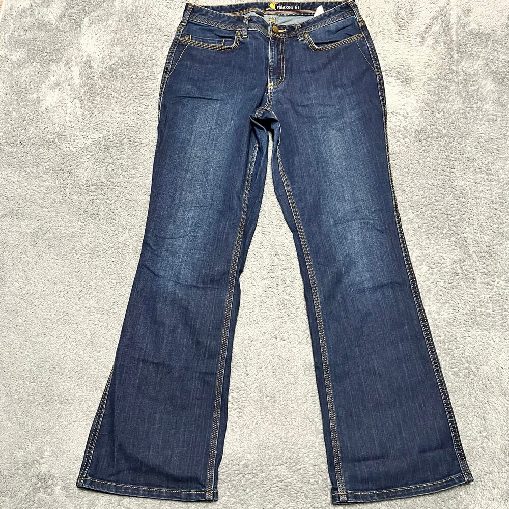 Carhartt Jeans Womens 10 (31x30) Blue Mid Rise Relaxed Straight Leg